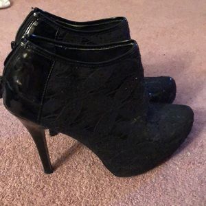 Charlotte Russe black lace high heel booties